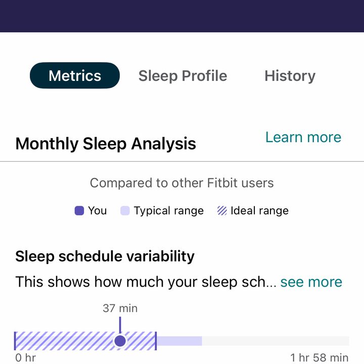 A screenshot of Fitbit's Sleep Profiles feature.