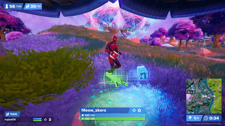 Character standing over Hammer Assault Rifle in Fortnite.