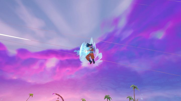 Goku performing Kamehameha in Fortnite.