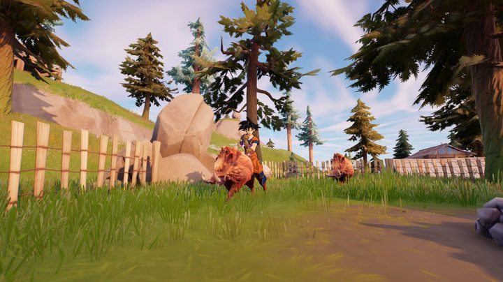 Goku riding boar in Fortnite.
