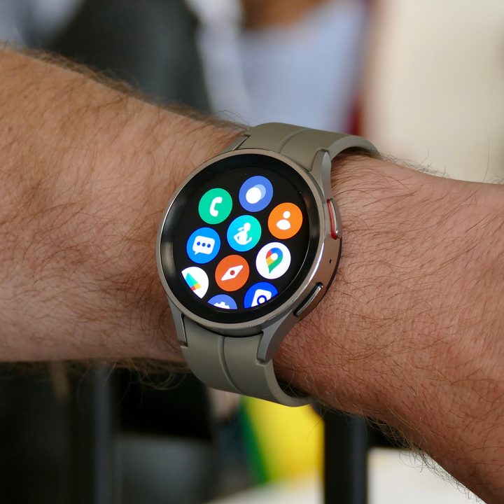 Samsung Galaxy Watch 5 Pro worn on a mans wrist.