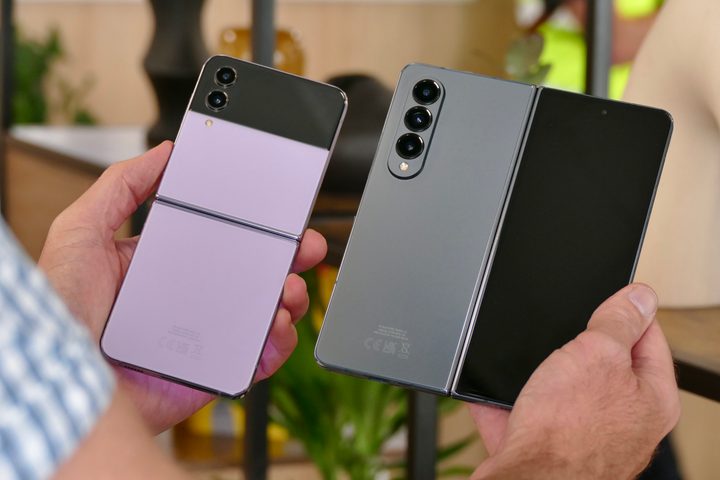 The back of the Galaxy Z Fold 4 and Galaxy Z Flip 4.