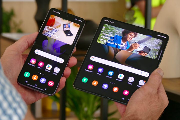 The open Galaxy Z Fold 4 and Galaxy Z Flip 4.