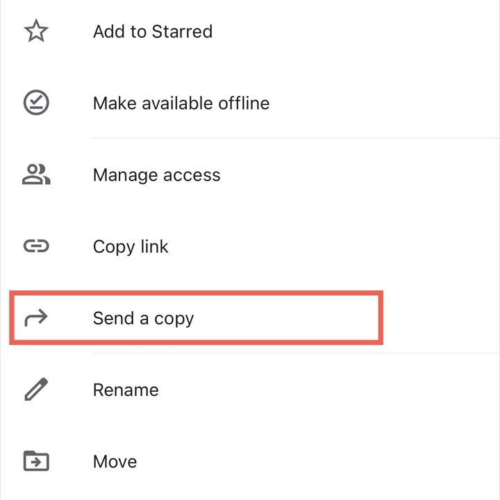 Send a Copy on the main screen.