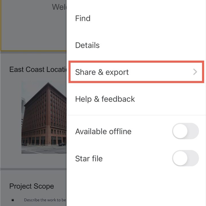 Share and Export in Google Slides.