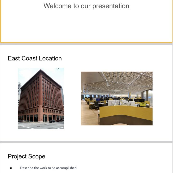 Three dots on the top right of a presentation.