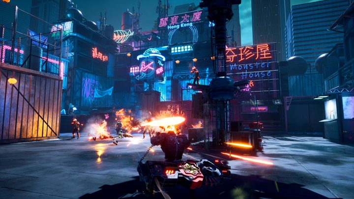 The player shoots at enemies in Gungrave G.O.R.E.