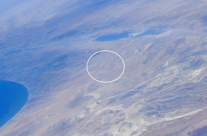 The bright light of a solar power station as seen from space.
