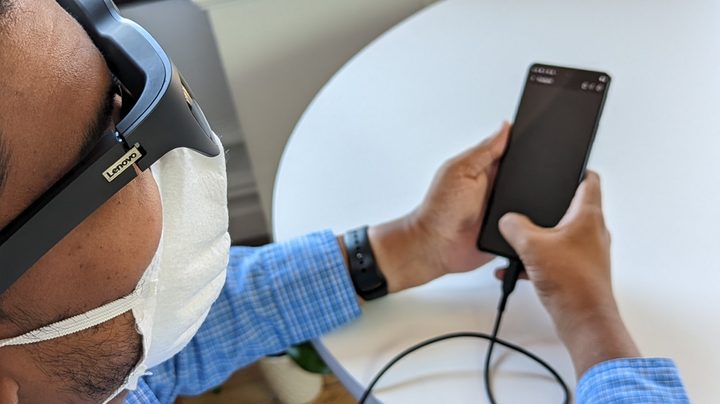 The Lenovo T1 glasses with an Android phone