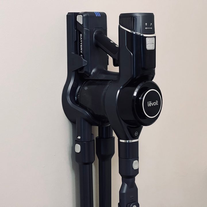The Levoit VortexIQ 40 on its wall charging dock.
