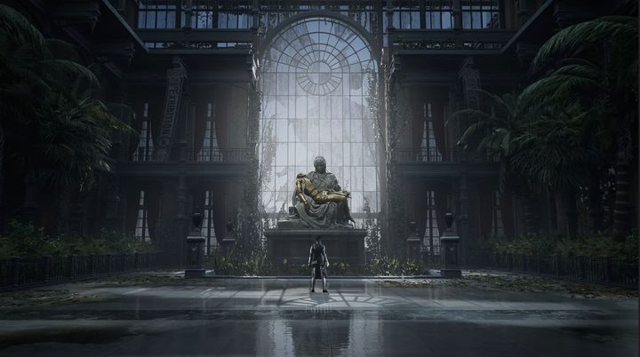 Pinocchio stands in front of a statue in Lies of P.
