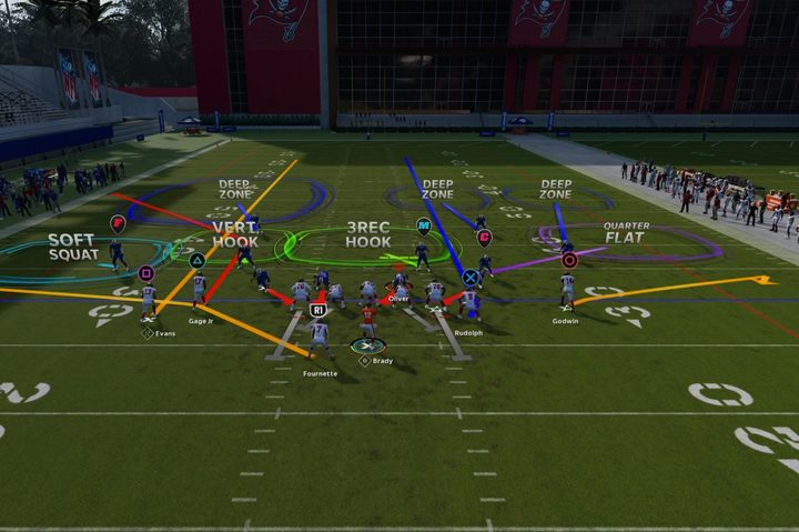 Play art shows a Cover 6 defense in Madden 23.