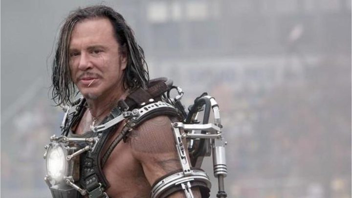 Ivan Vanko in his Whiplash costume looking to his left in Iron Man 2.
