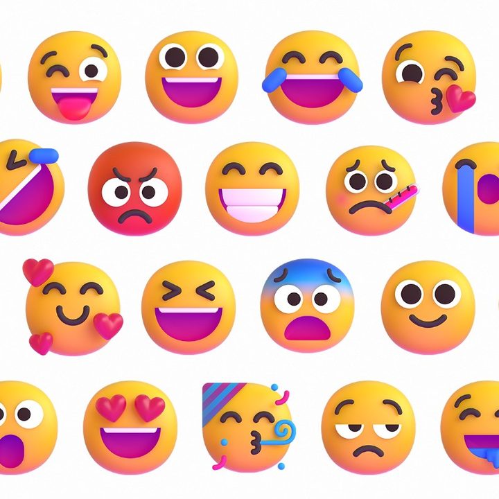 Dozens of emojis on a white background.