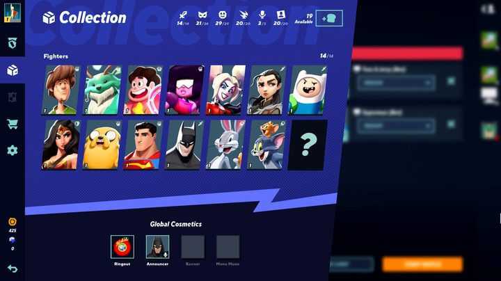 The boring UI of MultiVersus.