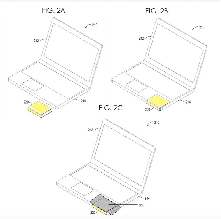 A diagram showing Dell's wireless charging clip for laptops