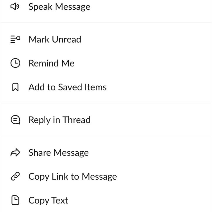 Delete message in the Slack mobile app.