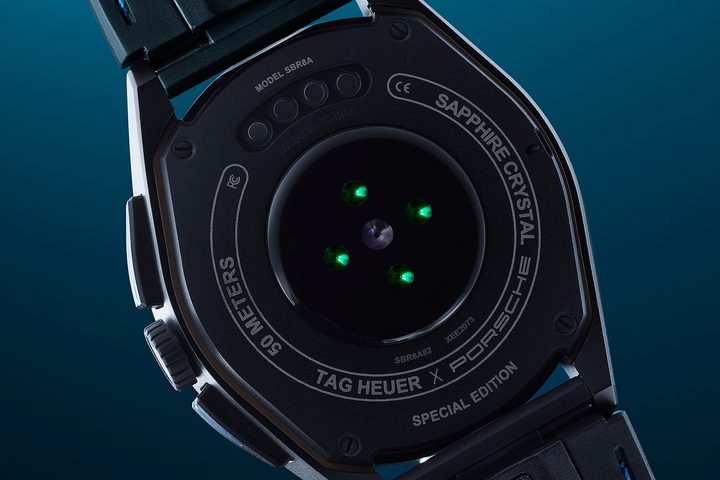 The back of the Tag Heuer Connected Calibre E4 Porsche Edition.