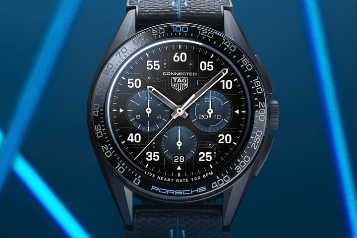 The front of the Tag Heuer Connected Calibre E4 Porsche Edition.