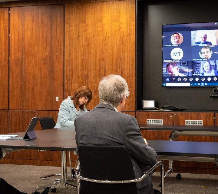 The Welsh public ministers attend a Microsoft Teams meeting.