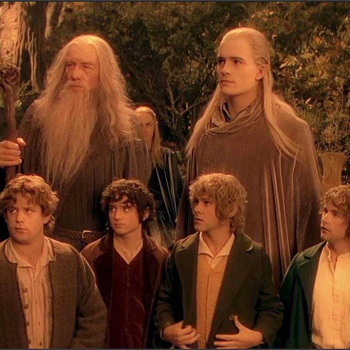 The Fellowship of the Ring in a hazy ocher.