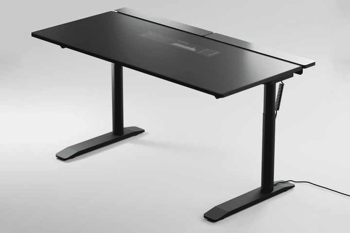 The Lumina Desk has a programmable height so you can sit or stand.