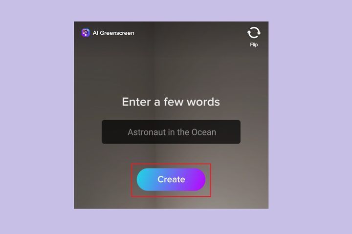 The TikTok AI Greenscreen filter screen.