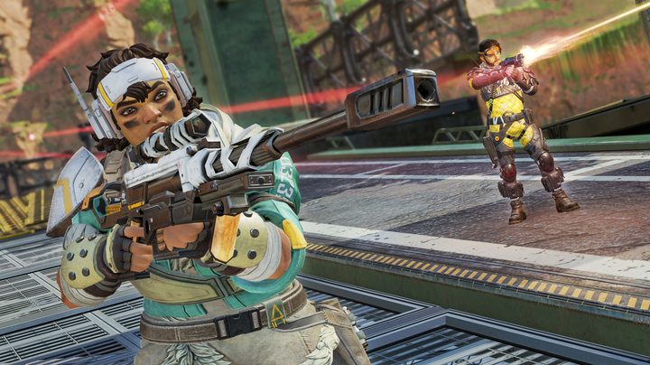 Vantage aims her sniper rifle in Apex Legends.