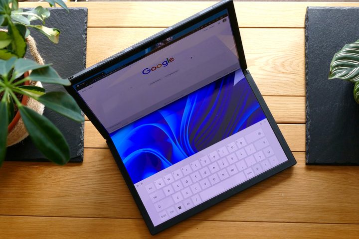 Open Asus Zenbook Fold 17 seen from the top down.