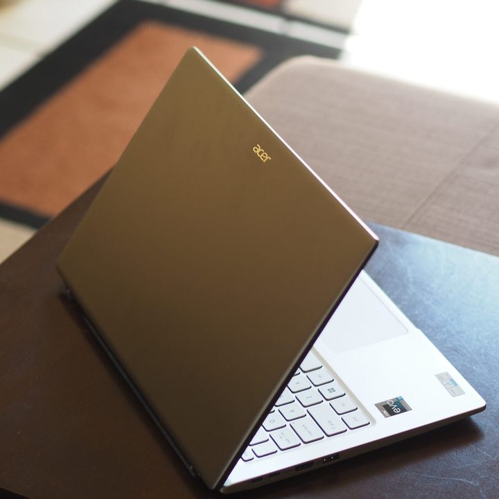 Acer Swift 3 OLED rear view showing lid and logo.