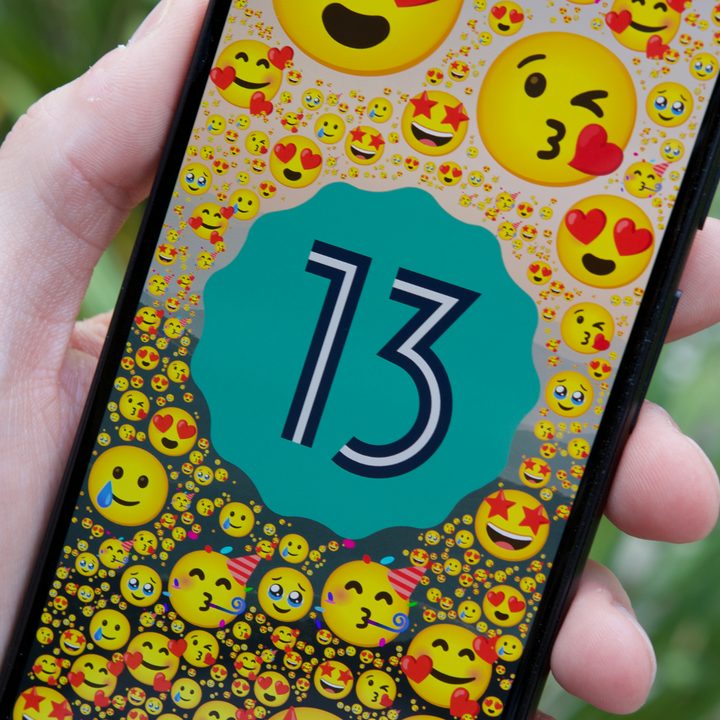 Android 13 logo on a Google Pixel 6a.