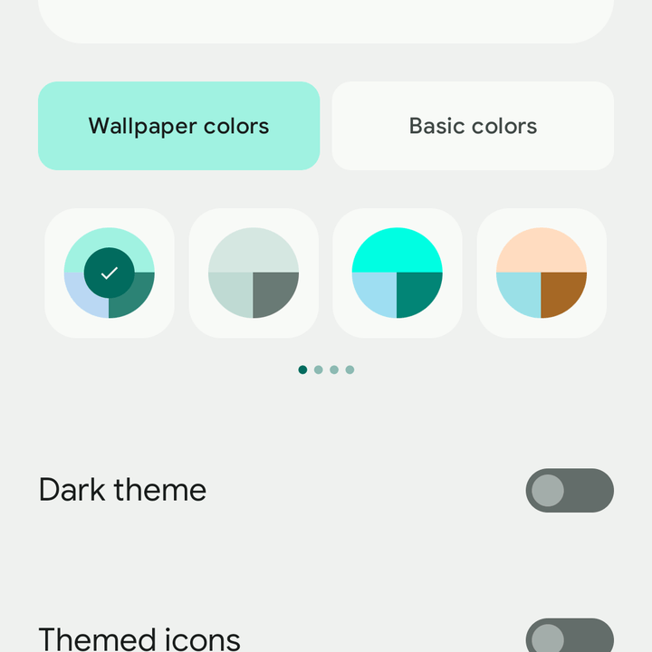 New Material You colors in Android 13.