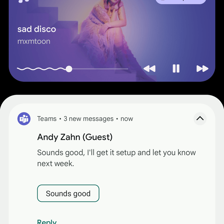 New music player in Android 13.