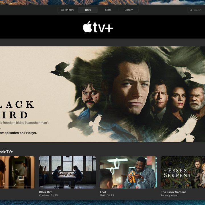 The Apple TV Plus home screen with Black Bird.