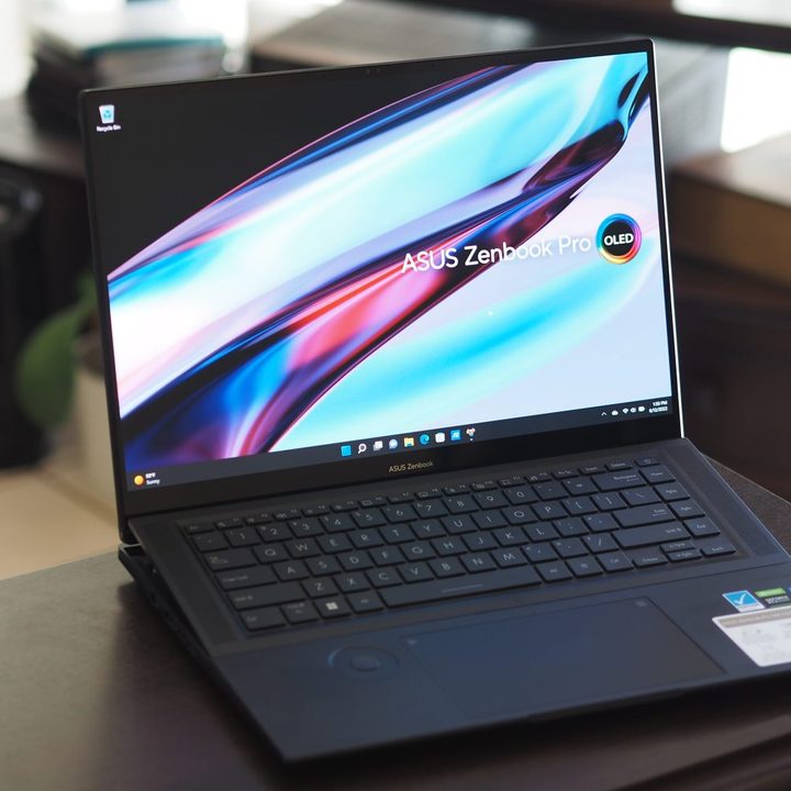 Asus ZenBook Pro 16X front angled view showing display and keyboard deck.