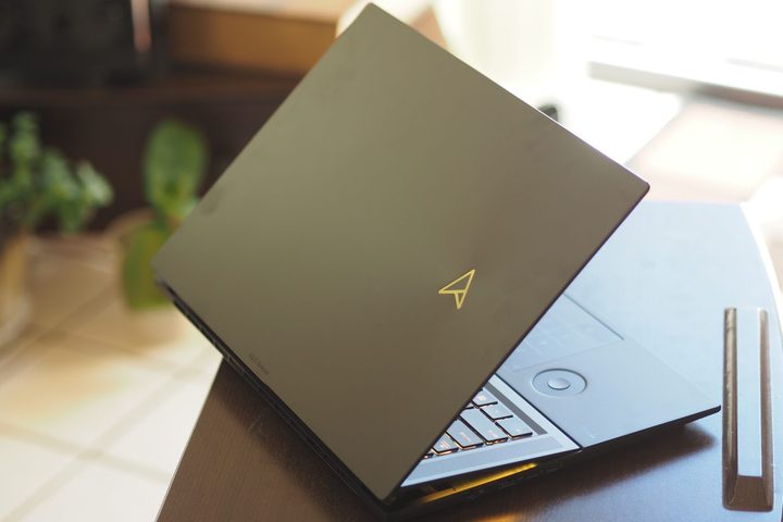 The lid of the Zenbook Pro 16X on a table.