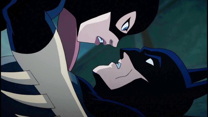 Batgirl straddles Batman in The Killing Joke.