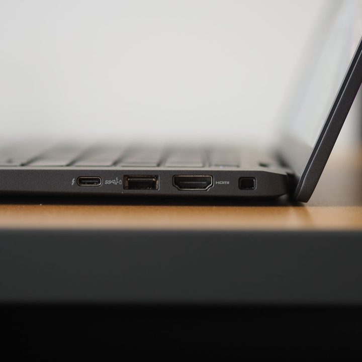 Dell Latitude 7330 UL side view showing ports and display.