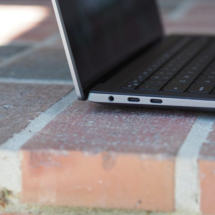 Dell Precision 5470 side view showing lid and ports.