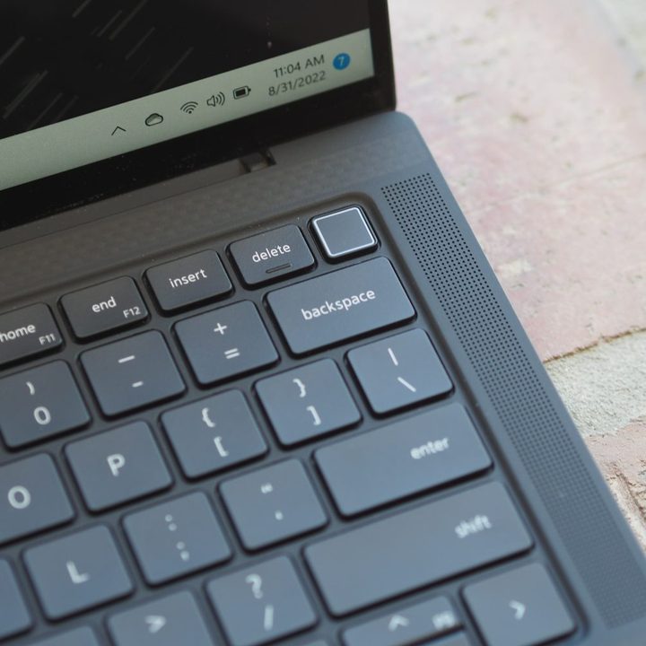 Dell Precision 5470 top down view showing fingerprint reader.
