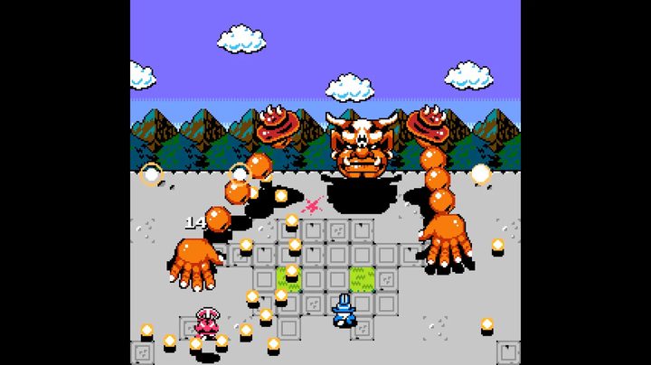 Two players fight a boss in Demon Throttle.