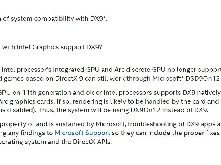Intel's response to a DirectX 9 question.
