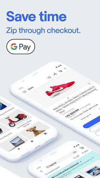 eBay app save time with Google Pay.