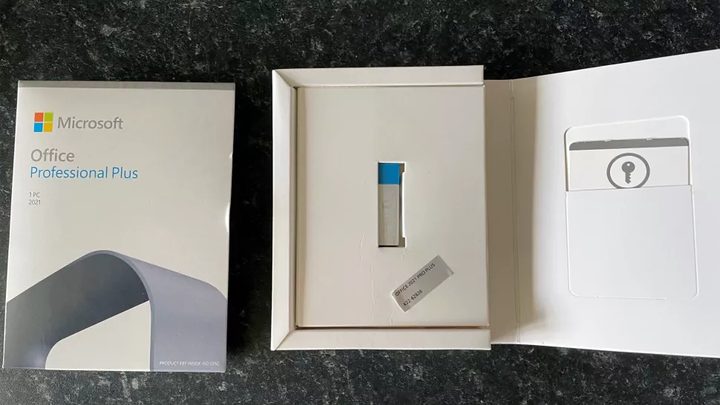 A package with a fake Microsoft Office USB stick.