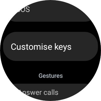 The Customize Keys setting in a Galaxy Watch.