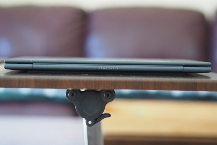 HP Elite Dragonfly G3 rear view showing logo and edges.