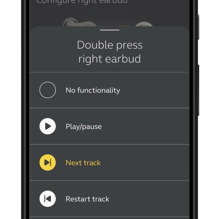 Controls screen from the Jabra Sound+ app for Android.