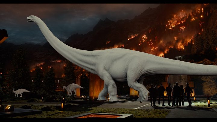 An early, visual effects image of a dinosaur from Jurassic World Dominion.