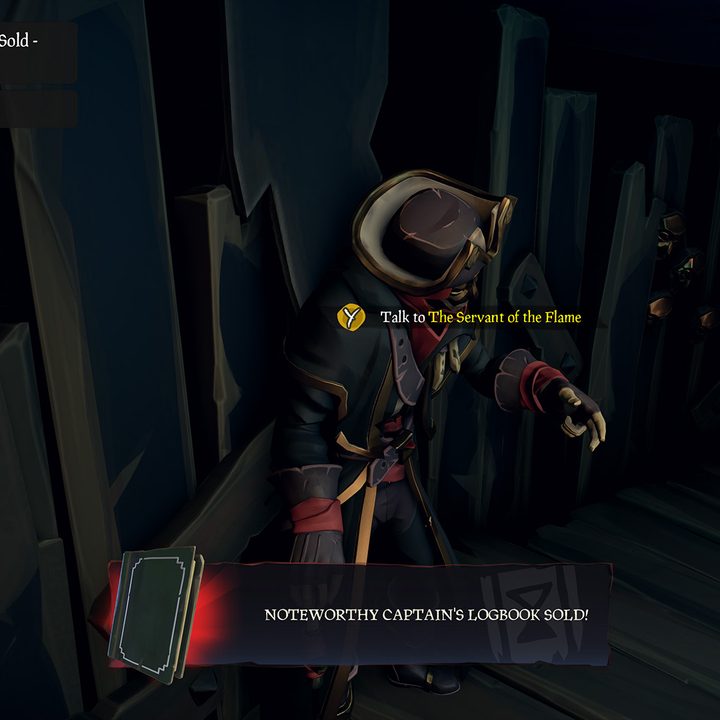 Gold is rewarded as a logbook is sold to the Reapers in Sea of Thieves
