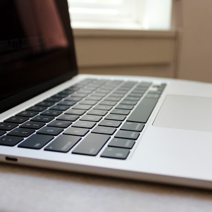 The keyboard and trackpad of the MacBook Air.